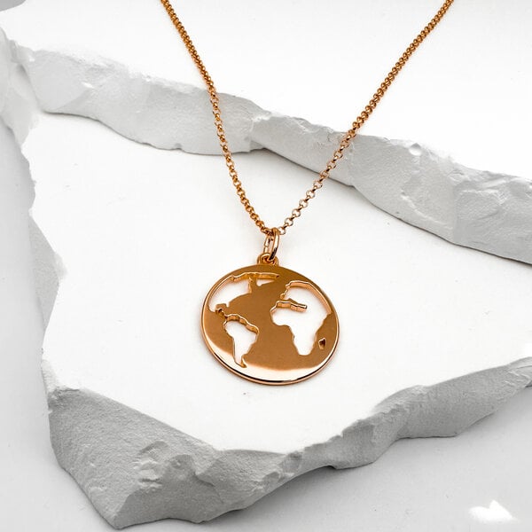 MOANINA Kette The World Welt Weltkarte - 925 Silber/18k Gold Vermeil - 3 Längen von MOANINA