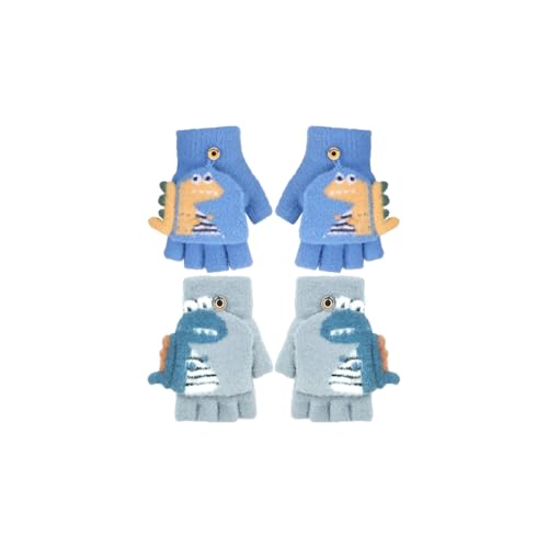 2 Paar Kinder Handschuhe Halbfinger Fingerlos Strickhandschuhe mit Klappe Winter Kinderhandschuhe Warme Winterhandschuhe Herbst Winter Handschuhe mit Flip Top für Kinder Mädchen 2-6 Jahre von MOAZIFI