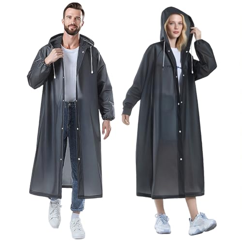 MOAZIFI 2 Stück Regenmantel Damen Wasserdicht, Regenponcho Damen Leicht Unisex, Regencape für Festival Outdoor Camping Wandern Radfahren – Wasserdichter Regenponcho mit Kapuze in Premium Qualität von MOAZIFI