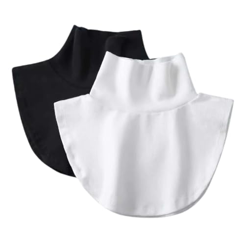 MOAZIFI Removable Fake Collar Damen, 2 Stücke Falscher Rollkragen Damen Blusenkragen Einsatz Damen Rollkragen Weiss Damen Removable Fake Collar,für Formelle Kleidung Blusen Pullover (Schwarz +Weiss) von MOAZIFI