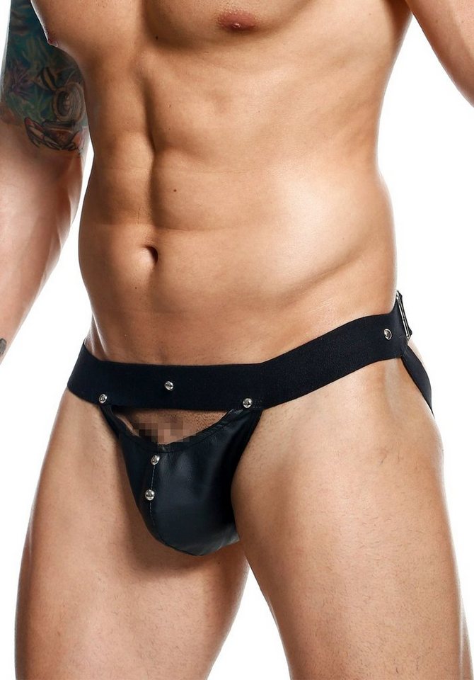 MOB Eroticwear Slip Männer-Slip mit Nieten Jockstrap - schwarz von MOB Eroticwear