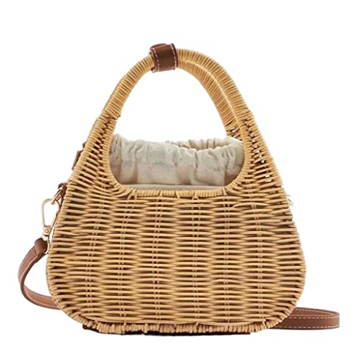 MOBAAK Strohtasche Korbtaschen Rattan Handtaschen Frauen Dreieck Schulter Umhängetasche Hohl Tote Damen Sommer Strandtasche Geflochtene Tasche von MOBAAK