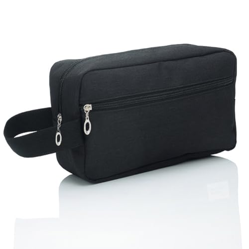 Kulturbeutel für Herren, tragbar, groß, Reise-Kulturbeutel, wasserabweisend, für Fitnessstudio, Rasur, Toilettenartikel, Kosmetik-Organizer, Dusche, Badezimmer, Make-up-Tasche mit Griff (schwarz) von MOBOOY