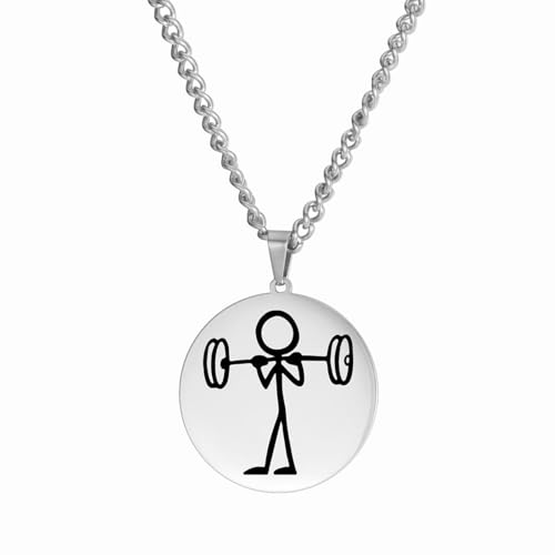 Halskette Runde Markenkette mit Fitness-Anhänger, personalisierte Hip-Hop-Halskette für Männer und Frauen Party Geschenk von MOBSAN