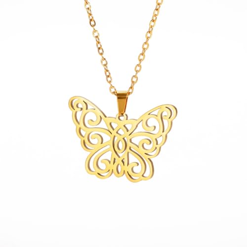 MOBSAN Halskette Hohlmuster-Schmetterlingsanhänger, einfaches Temperament, vielseitige Damen-Halskette Party Geschenk von MOBSAN
