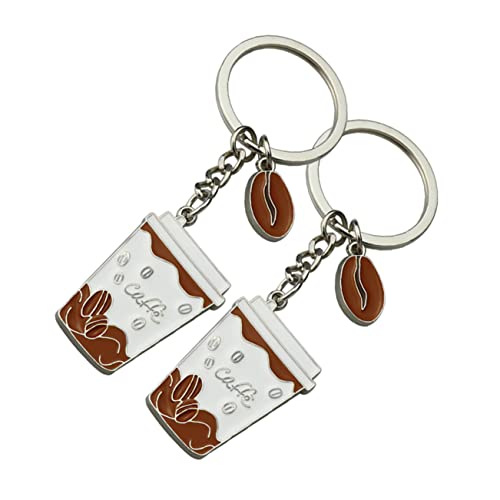 2st Kaffeetasse Schlüsselanhänger -schlüsselanhänger Kaffeetassen-Charme Kette Kreativer Schlüsselanhänger Kaffeebohnen-anhänger Autoteil-zubehör Autozubehör Metall Material MOBUTOFU von MOBUTOFU