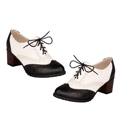 MOBUTOFU 1paar Chunky Heel Damen Schnürschuhe Bequeme Pumps Mit Tiefem Ausschnitt Für Und Lässige Anlässe Schwarz Stilvolle Und Strapazierfähige Damenfußbekleidung von MOBUTOFU