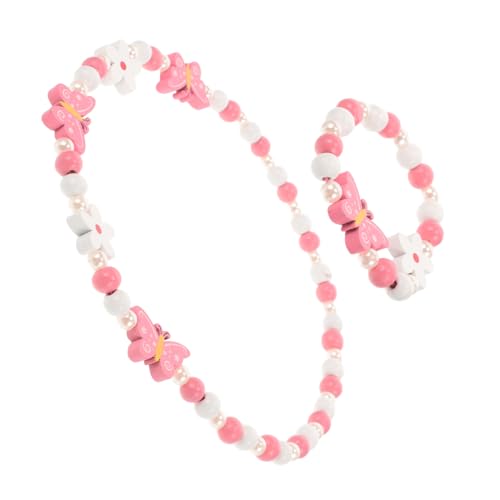MOBUTOFU Schmetterlingschmuck Holzperlen Halskette Armband Mädchen Junge Mädchen Schmuck Set Perlenarmband Geburtstagsgeschenk von MOBUTOFU