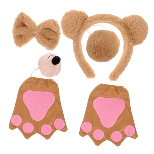 MOBUTOFU Bärenkostüm Ohren Stirnband Bärenohren Bowtie Handschuhe Prop Kit Für Partys Tänze Und Alltag von MOBUTOFU