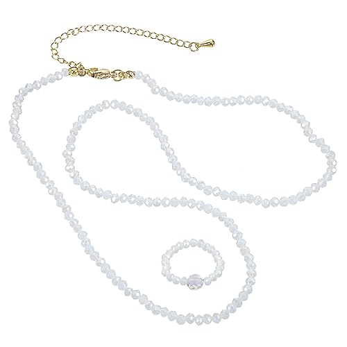 MOBUTOFU Perlenkette Und Perlenring Schlichte Halskette Und Einfacher Ring Für Frauen Und Mädchen Modeschmuck Für Alltag Und Party von MOBUTOFU