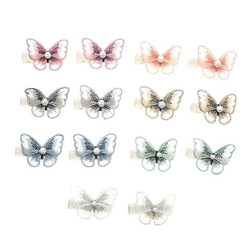 MOBUTOFU 14 Stück Teiliges Schmetterlings Haarschmuck mit Perlen Leichte Haarklammern für Damen Eleganter Dekorationsclip Geeignet für Alltag und Festliche Anlässe Zufällige Farbe von MOBUTOFU