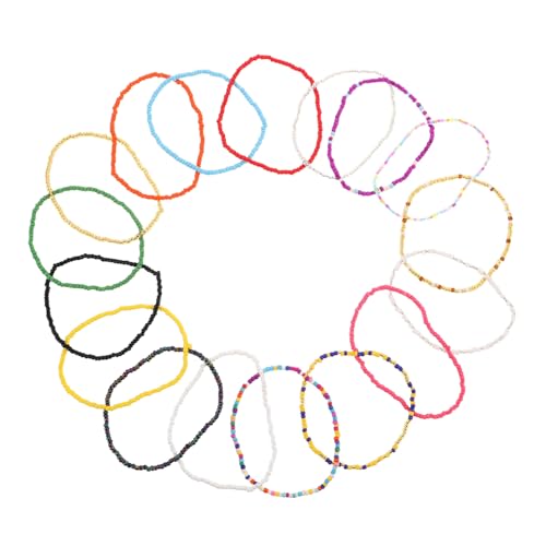 MOBUTOFU 17 Stück Teiliges Boho Fußkettchen Set für Frauen Handgefertigte Bunte Glasperlen Elastische Armbänder als Fuß oder Armschmuck Vielseitig Tragbar für Strandparty und Urlaub von MOBUTOFU