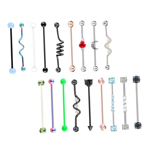 MOBUTOFU 18 Stück Teiliges Barbell Ohrstecker aus Hochwertigem Stylische Doppelt Gepiercte Ohrstecker und Bequeme Ohrringe für Damen Langlebig und Hautfreundlich von MOBUTOFU