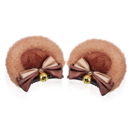 MOBUTOFU Bärenohren Haarspangen Im Kawaii-stil Mit Schleife Niedlich Und Ansprechend Für Cosplay Parties Und Besondere Anlässe Clips Für Mädchen Und Frauen Braun von MOBUTOFU
