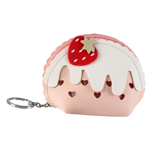 MOBUTOFU Erdbeer-münzbörse Süße Mini Geldbörse Pu Schlüsselanhänger Praktische Aufbewahrung Für Münzen Und Karten Für Damen Und Mädchen von MOBUTOFU