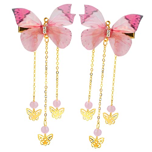 MOBUTOFU 1paar Antike Schmetterlings-haarclips Mit Quaste Für Junge Mädchen Stilvolle Hanfu Haarspangen Für Festlichkeiten Und Cosplay Für Mädchen-outfits von MOBUTOFU