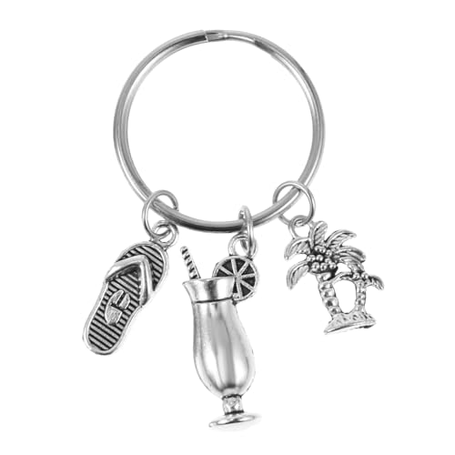 MOBUTOFU 1stk Schlüsselanhänger Autoanhänger Silbernes Medaillon Poolparty Für Weinliebhaber Schmuck Zum Thema Strand Süßigkeitenwagen Cocktailschlüssel-anhänger Silver Legierung von MOBUTOFU