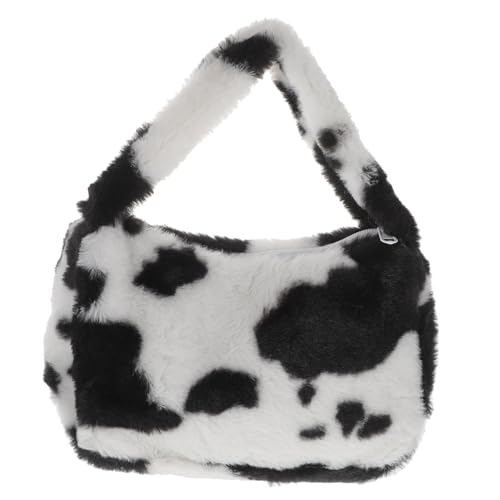 MOBUTOFU 1Stück Plüsch Umhängetasche für Damen mit Niedlichem Kuhmuster Handtragbar Leicht und Geräumig für Mobiltelefone und Kosmetik für Outdoor-aktivitäten von MOBUTOFU