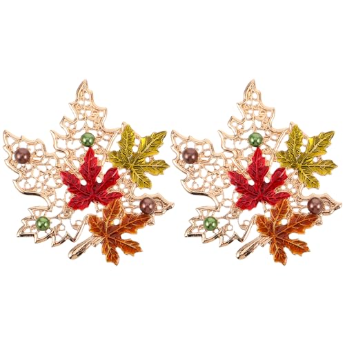 MOBUTOFU 2 Blattbroschennadeln: Pulloververschlüsse aus Metall in Ahornform für Damen – eleganter Kleidungsschmuck – einzigartige Cardigan-Kragenclips für Herbst und Thanksgiving von MOBUTOFU