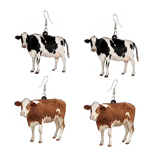 MOBUTOFU 2 Paare Damen Kuh Ohrringe Cartoon Tieranhänger Ohrhänger Mädchen Ohrschmuck Geschenkidee Langlebig Hautfreundlich von MOBUTOFU