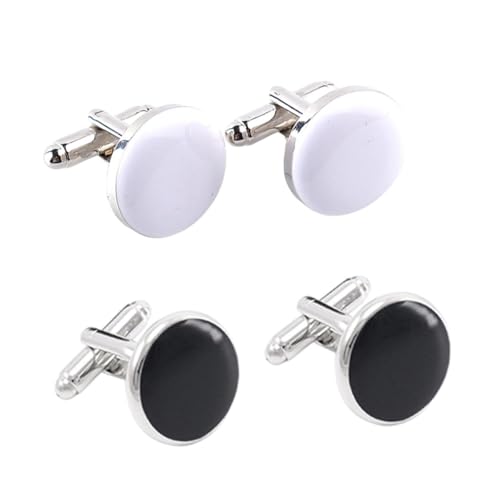 MOBUTOFU 2 Paare Manschettenknöpfe Herren Rundes Design Französische Stil Cufflinks Modisch Langlebig Poliert Für Hemd Accessoires Casual Und Formal von MOBUTOFU