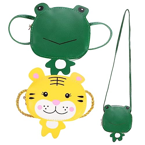 MOBUTOFU 2stücke Cartoon Umhängetaschen Für Mädchen Design Tiger Und Frosch Kawaii Geldbörse Für Mädchen Niedliche Handtaschen Mit Reißverschluss Für Kleine Accessoires Und von MOBUTOFU
