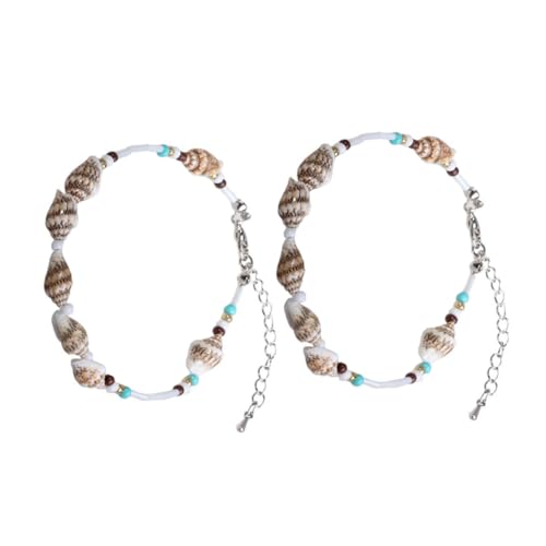 MOBUTOFU 2 Stück Boho Fußkettchen Damen Muschel Fußkette Verstellbar Strand Schmuck Attraktives Fußanhänger Armband für Frauen Mädchen von MOBUTOFU