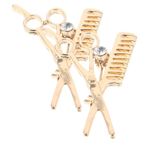 MOBUTOFU 2 Stück Dekorative Friseur Broschen Barber Schere Kamm Design Zinklegierung Anstecknadeln für Kleidung Modischer Schmuck für Frauen Männer von MOBUTOFU
