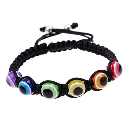 MOBUTOFU 2 Stück Einstellbares Evil Eye Armband Geflochtenes Regenbogen Unisex Schmuckstück mit Blauem Schutzauge Leichtes Harzdesign für Damen und Herren Modisches Glückssymbol und von MOBUTOFU