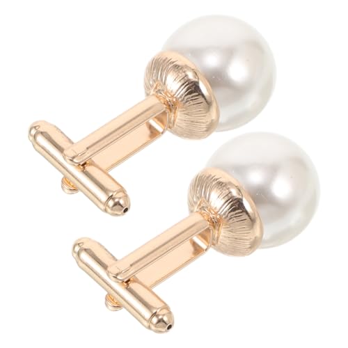 MOBUTOFU 2 Stück Elegante Perlen Manschettenknöpfe Herren Zinklegierung Schmuck für Business Hemd Hochzeit Party Vielseitig und Stilvoll Verarbeitete Manschettenknöpfe von MOBUTOFU