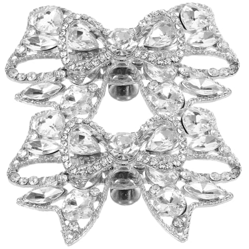 MOBUTOFU 2 Stück Elegante Schuhclips mit Schleifen Design Abnehmbare Brautschuh Accessoires für High Heels Hochzeit Party und Festliche Anlässe Funkelnde Strass Deko für Damenschuhe von MOBUTOFU