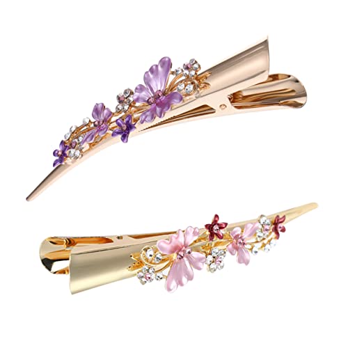 MOBUTOFU 2 Stück Große Haarklammer Damen Blumen Design Duckbill Clip Langlebig Modisch für Alltag Party Haarstyling Teiliges Rosa Haarschmuck von MOBUTOFU