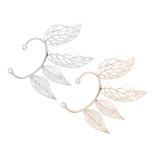 MOBUTOFU 2 Stück Hohle Baumblatt Ohrmanschetten Damen Ohrclips ohne Piercing Modischer Schmuck für Teenager und Freundin Elegante Ohrklemmen in Gold und Silber Langlebig Bequem von MOBUTOFU