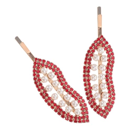 MOBUTOFU 2stücke Mode Legierung Rote Lippen Haarclips Strass Haaraccessoires Für Frauen Haarspangen Für Hochzeiten Party Und Täglichen Gebrauch von MOBUTOFU