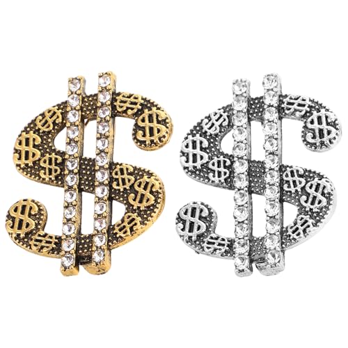 MOBUTOFU 2 Stück Rhinestone Geld Anstecknadel für Männer Kreative Symbol Schmuck für Anzüge Hemden Hüte und Partys Vielseitiges Accessoire von MOBUTOFU