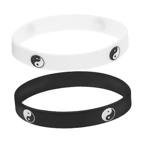 MOBUTOFU 2 Stück Silikon Armband Unisex Rubber Wristbands mit Tai Chi Sportliches Design Einheitsgröße für Männer und Frauen Stylisches Partnerarmband von MOBUTOFU