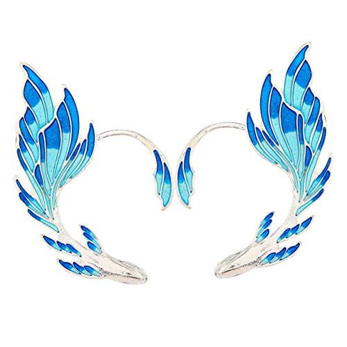 MOBUTOFU 2 Stück Teiliges Blaue Elfen Ohrclips Ohr Manschetten Schmuck für Damen Fantasy Ear Cuff für Cosplay Party Hochzeit Eleganter Ohrschmuck Ohrlöcher von MOBUTOFU