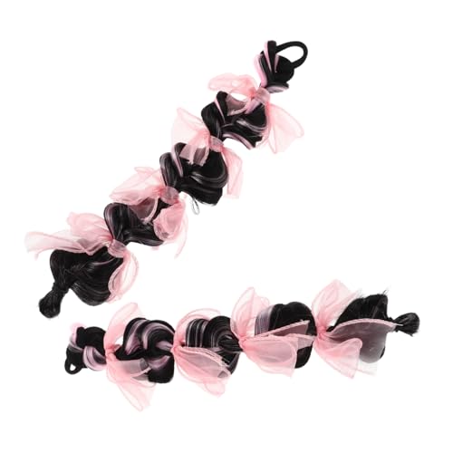 MOBUTOFU 2 Stück Teiliges Mädchen Pferdeschwanz Haarverlängerungen Natürliche Prinzessin Zöpfe Weiches Bequemes Haarteil mit Schleifen Einfaches Styling für Schule Familienfeiern und von MOBUTOFU