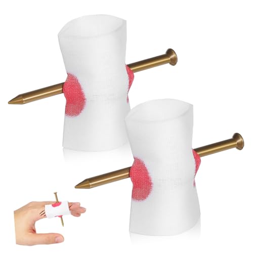 MOBUTOFU 2 Stück Teiliges Nail Through Finger Pranks aus Kunststoff Realistische Blutige Fake Nägel für Halloween Streiche Wiederverwendbare Sichere und Einfach Anzuwendende Trick von MOBUTOFU