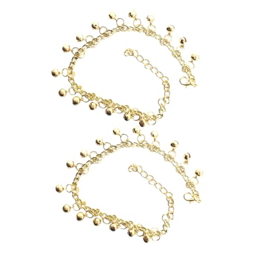 MOBUTOFU 2 Stück Verstellbare Fußkettchen Damen mit Glocken Goldene Knöchelketten Schmuck für Sommer Strand Stilvoller Komfortabler Fußschmuck für Frauen und Mädchen von MOBUTOFU