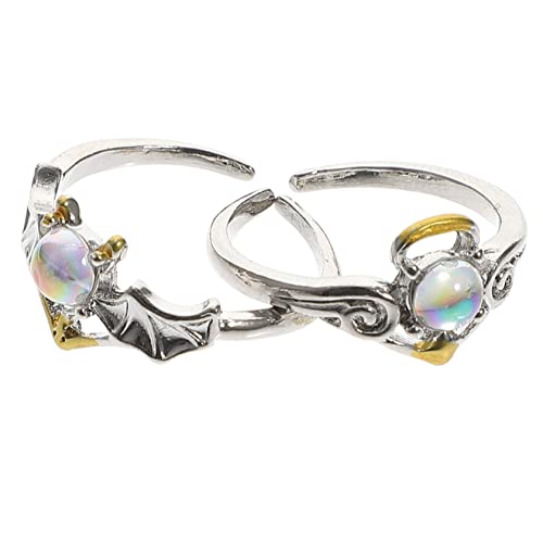 MOBUTOFU 2 Stück Verstellbarer Damenring mit Eleganter Verlobungsring Modischer Schmuck für Hochzeit Party und Alltag Accessoire für Frauen Verstellbare von MOBUTOFU