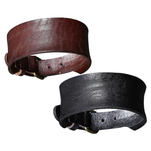 MOBUTOFU 2 Stück Vintage Herren Armband aus Echtem Rindsleder Retro Lederarmbänder Individuell und Leicht Robustes Punk Accessoire in Schwarz und Braun für Männer Wrist Chains von MOBUTOFU