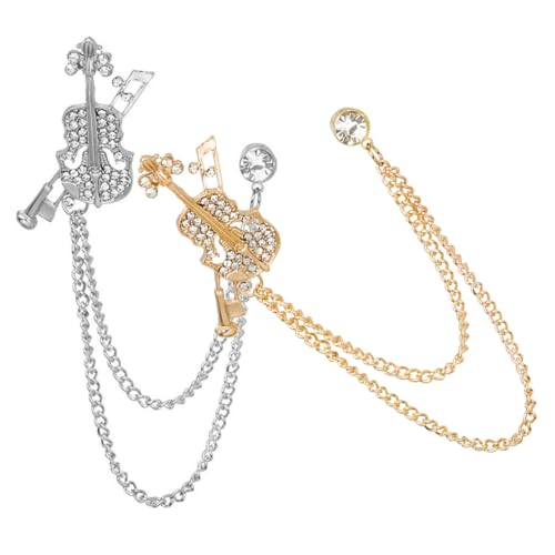 MOBUTOFU 2 Stück Violin Broschen aus Langlebiger Legierung Kreative Anstecknadeln in Gold und Silber Kleidungsornamente für Jacken Schals und Hüte Stilvolle Geschenkidee von MOBUTOFU