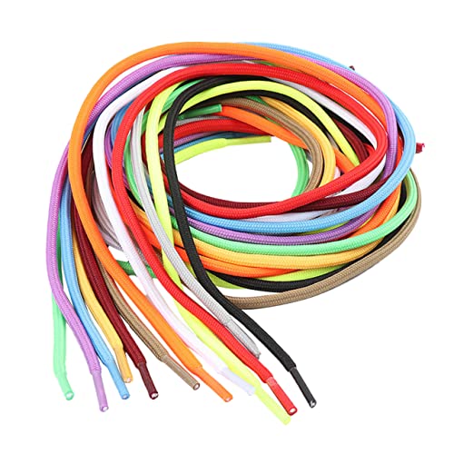 MOBUTOFU 20Stücke Runde Schnürsenkel Bunte Geflochtene Schnürsenkel für Turnschuhe Damen Herren Sportliche Nutzung Einfarbige für Casual Schuhe von MOBUTOFU