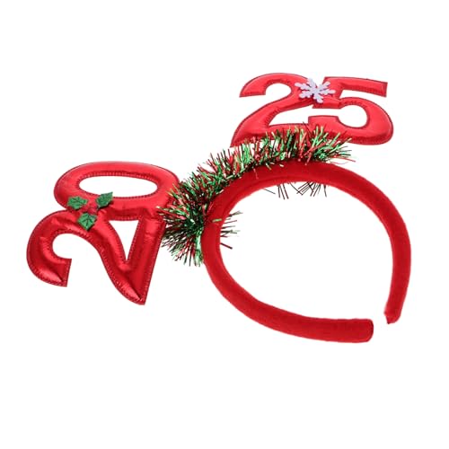 MOBUTOFU 2025 Stirnband 2025 Kostüm 2025 Neujahr Haarschmuck Neujahr Stirnband Silvesterkostüm Weihnachtsfeier Kopfbedeckung Neujahr Haarreifen Neujahr Partygeschenke Kunststoff Rot von MOBUTOFU