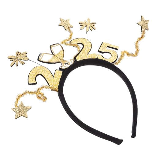 MOBUTOFU 2025nummer Stirnband Für Neujahr Kopfschmuck Mit Sternenmotiv Partyaccessoire Für Erwachsene Foto-requisite Für Silvesterfeiern Haarschmuck Für Mottopartys von MOBUTOFU
