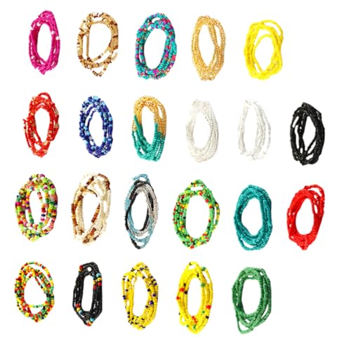 MOBUTOFU 22 Stück Teiliges Damen Taillenkette Handgefertigte Bunte Perlen Körperkette Elastisch Vielseitiger Party und Strand Schmuck Mehrlagig Modisch und Langlebig für Frauen und Mädchen von MOBUTOFU