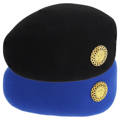 MOBUTOFU 2stücke Stewardessenhut Flugbegleiterhut Retro Hut Für Damen Kappe Cosplay Uniform Hut Party Dekoration Kleidung Accessoires von MOBUTOFU