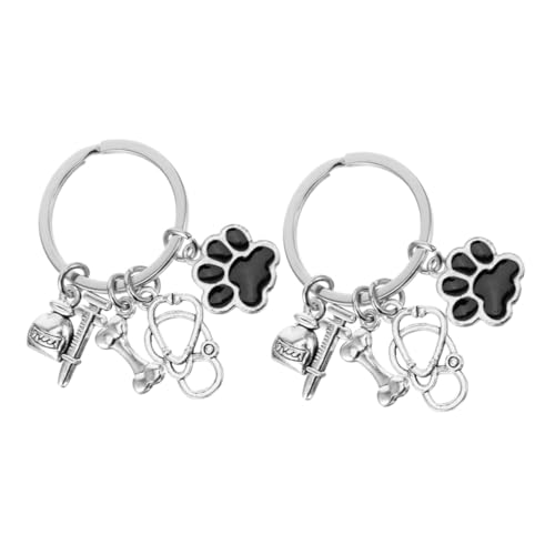 MOBUTOFU 2stücke Hunder Schlüsselanhänger Kreative Welpen Schlüsselbänder Zinklegierung Pfoten Anhänger Schlüsselringe Tierarzt Gedenks Schlüsselbänder Autoschlüsselanhänger von MOBUTOFU