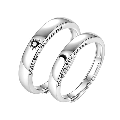 MOBUTOFU 2stücke Teiliges Silberne Mit Kreativen Mond-design Dekorative Finger-ringe Für Damen Und Herren Geschenk Für Verlobung Jubiläum Und Besondere Anlässe von MOBUTOFU
